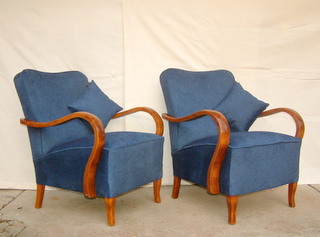 Art Deco Velvet Armchairs.