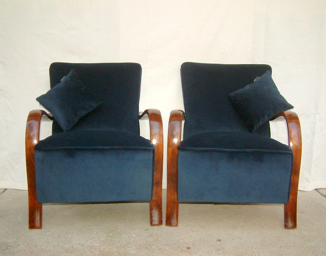 Art Deco Velvet Armchairs.