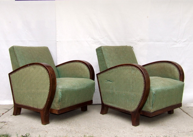 Pair of Art Deco Armchairs, Club Chairs.