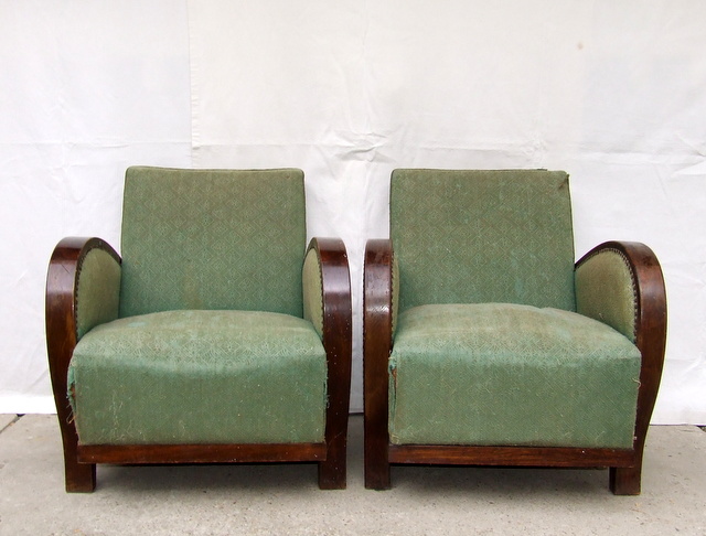 Original Art Deco armchairs.