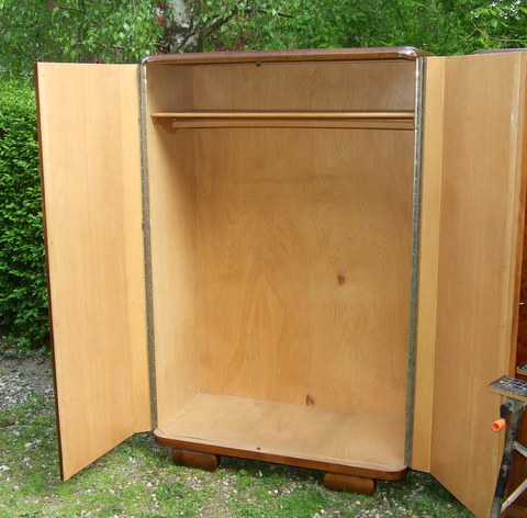 Art Deco walnut wardrobe.